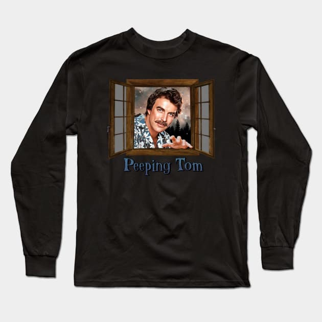 Peeping Tom Selleck Long Sleeve T-Shirt by Zbornak Designs